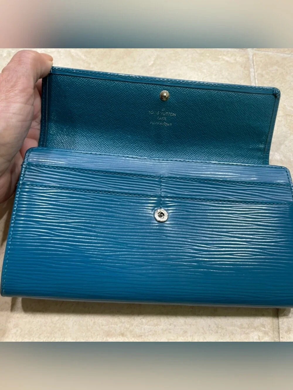 Louis Vuitton Epi Sarah Wallet Toledo Blue Long Wallet